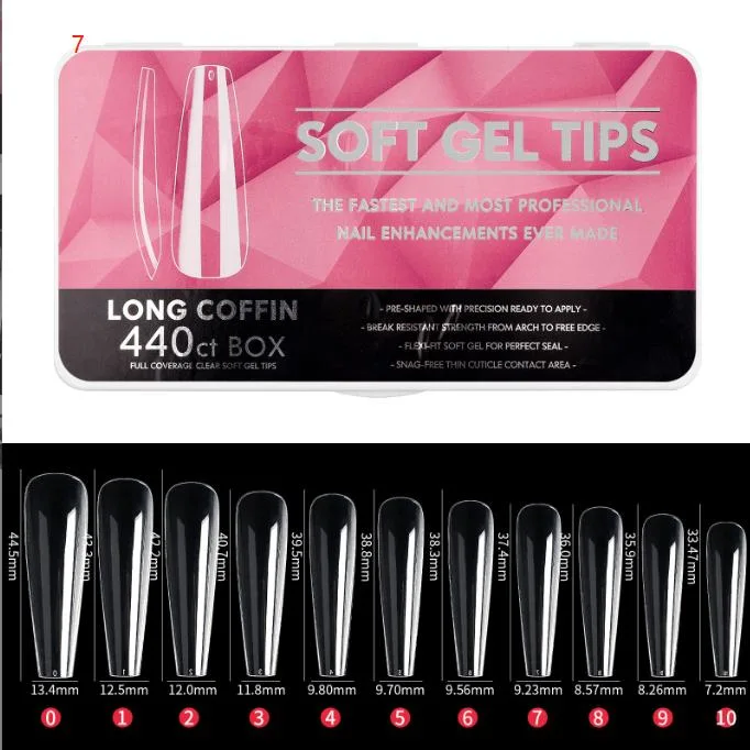 Soft Gel Tips Extension Tips Box Transparent Tips Nails Design ABS Gel X Nail Tips Full Cover 14 Size Set