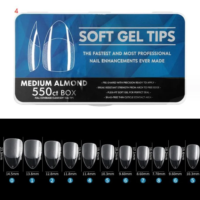 Soft Gel Tips Extension Tips Box Transparent Tips Nails Design ABS Gel X Nail Tips Full Cover 14 Size Set