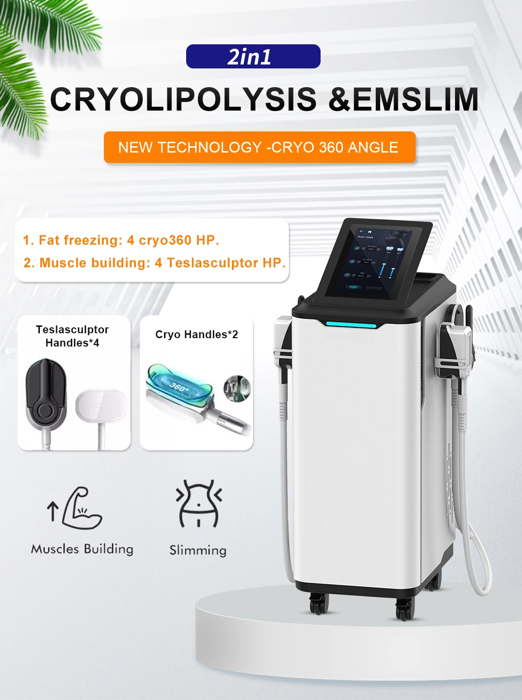 2 in 1 Cryolipolysis Body Slimming and Emslim Muscle Stimulator Muscle Building Machine