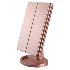 Tri-Fold Illuminated Cosmetic Mirror Rectangular Makeup Mirror With Lights 3x 2x 1x Magnification