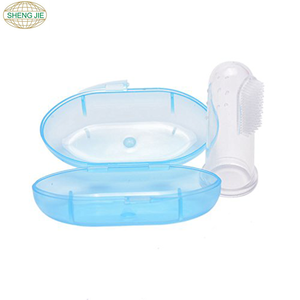 Disposable silicone baby finger toothbrush with the PP case