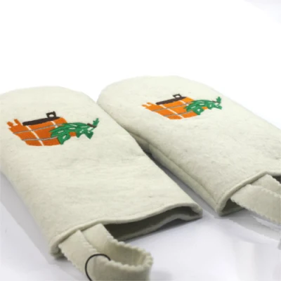 New Style Sheep Wool Felt Sauna Hat Set Felt Sauna Mitten for Sauna and Stream Bath