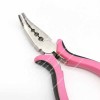 Pink hair pliers Handle Curved Head with Teeth and Holes Hair Extension Pliers Hair Extension Tools