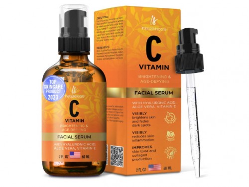 InstaSkincare Vitamin C Serum for Face with Hyaluronic Acid Vitamin E Best Skin Anti-Aging 2oz