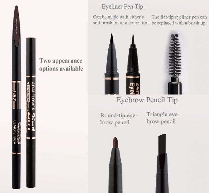 Eyeliner & Eyebrow Pencil (DE-EEB) - Dual Ended, Beveled, Glittering Print