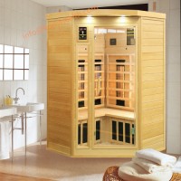 personal care hot therapy far infrared coner sauna room made of pure wood as dry bath equipment