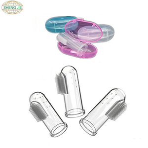 Disposable silicone baby finger toothbrush with the PP case