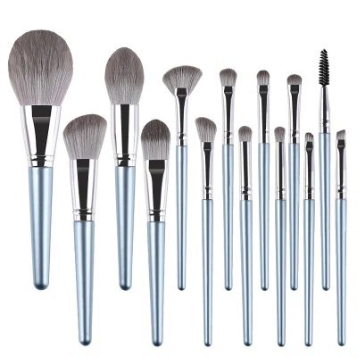 Factory Wholesale Price Customized Logo 14PCS Natural Makeup Brush Set Cosmetics Brushes