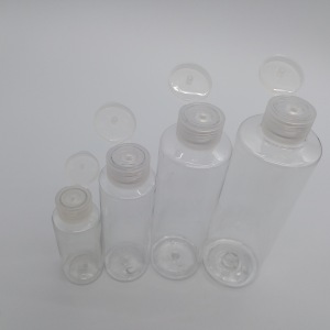 PET clear cosmetic bottles packing small shampoo bottle with filp top cap