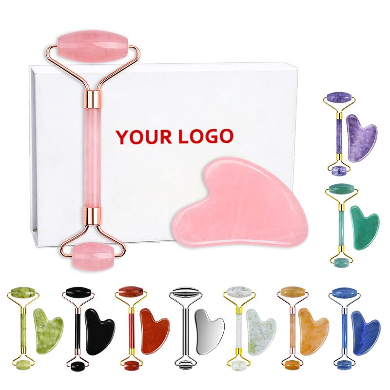 Wholesale Custom Logo 100% nature stone jade roller gua sha tools