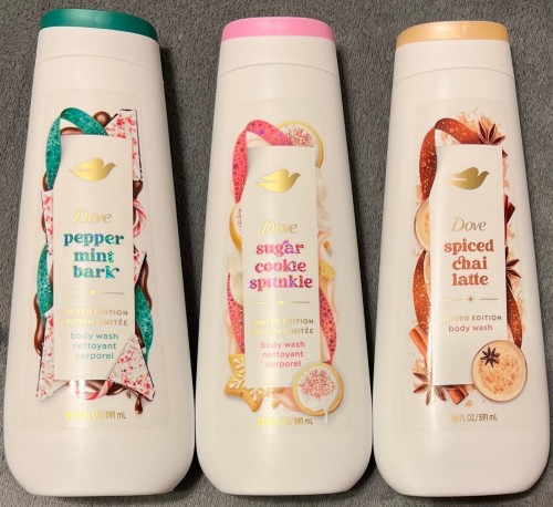 Dove Holiday Treats Body Wash Peppermint Sugar Cookie Spiced Chai