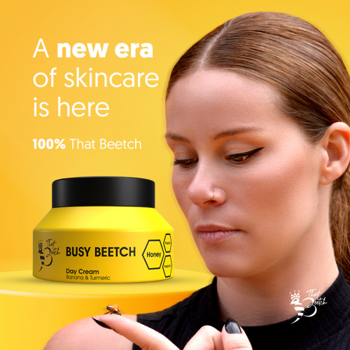 Busy Beetch Day Cream 50ml with honey, propolis, prebiotics, banana, and turmeric