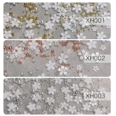 2021 New Style Nail Art Accessories Stickers 3D White Flower Nail Art Decoration