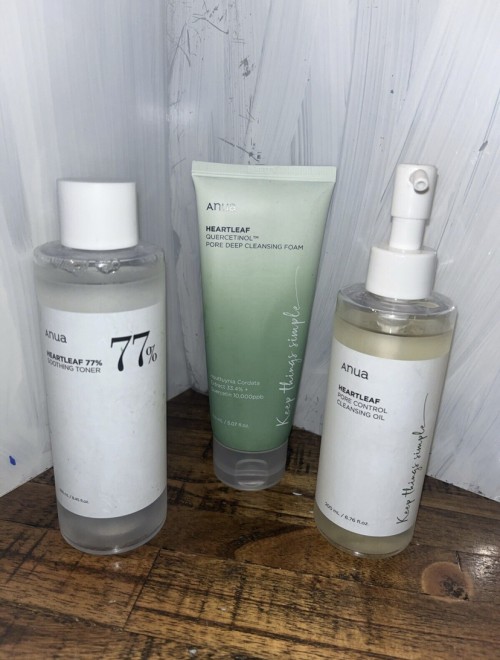 Anua Double Cleansing SET -Heartleaf Cleansing Oil Quercetinol Foam & Toner 77%