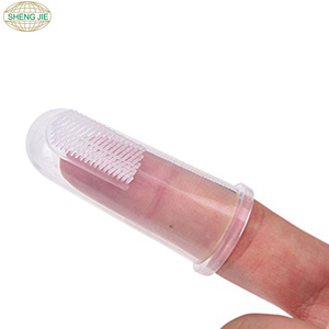 Disposable silicone baby finger toothbrush with the PP case