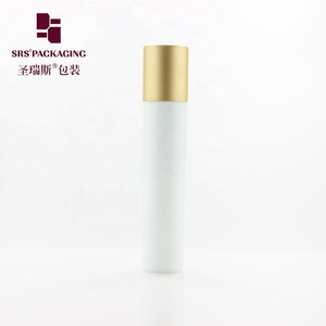 35ml injection glossy white plastic personal care roll-on deodorant bottle with frosted gold cap