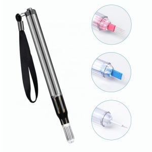 Wholesale Cross Round Single Ended Permanent Makeup Handle Tools Stainless Steel Manual Microblading Pen with Light