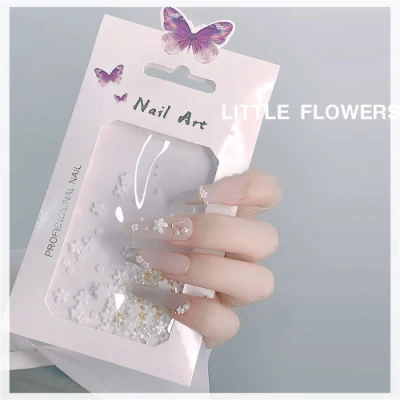 2021 New Style Nail Art Accessories Stickers 3D White Flower Nail Art Decoration