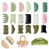 Jade comb,rose quartz stone head scalp massager