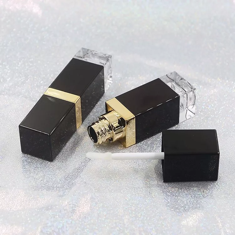 Ysp-022 Plastic Square Shape Black Color Clear Bottom Lip Gloss Tube