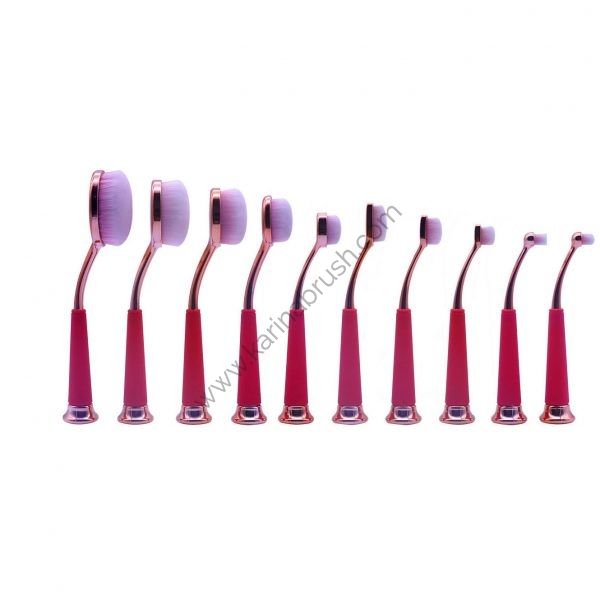 10 pcs Rose Gold Oval Brush Set