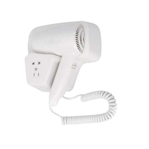 2019 Factory Direct ABS white plastic hair dryer with socket for hotel & home use