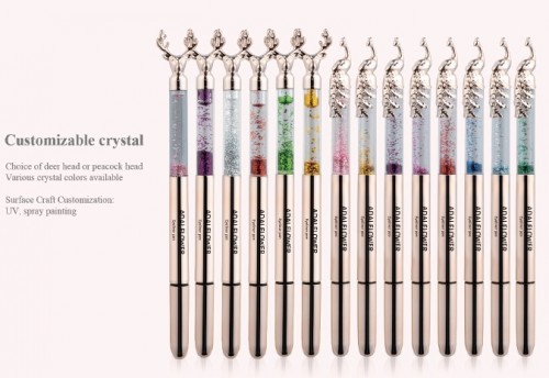 Eyeliner Pen (SE-A) - Single Ended, Gold UV plated, Animal top, Shimmering crystal