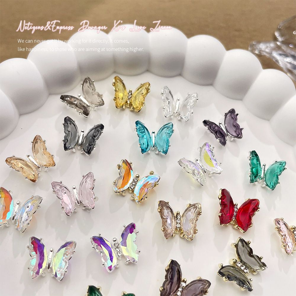 Cheap Popular crystal butterfly diamond nail jewelry super flash aurora 3D butterfly diamond nail decoration accessories Wholesale manufacturers Price Supplier Factory