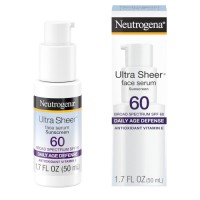 Neutrogena Ultra Sheer Moisturizing Face Serum with Vitamin E & SPF 60, All Day Facial Sunscreen Serum with Broad Spectrum UVA/UVB Protection, Fragrance-Free, Oxybenzone-Free, 1.7 Fl Oz