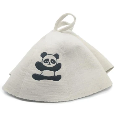 100% Wool Felt Sauna Hat Japanese Russian Banya Bath Sauna Felt Hat with Animal Embroidery