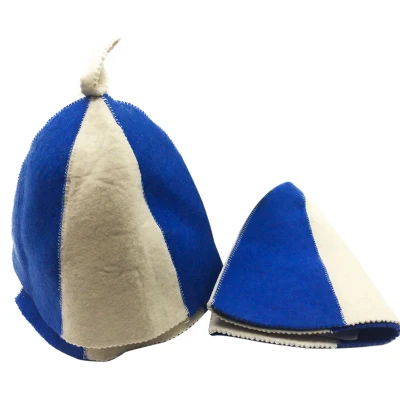 OEM White Blue Polyester Felt Sauna Hat Japanese German Sauna Hat for Sauna Room