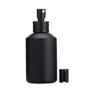 wholesale 2019 luxury matte black30ml 60ml 100ml glass bottle cosmetics packaging 15g 30g 50g black glass cosmetic cream jar