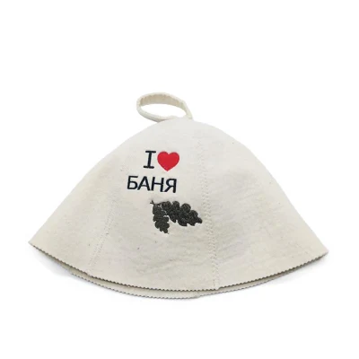 Custom Embroidery Logo Fashion Felt Sauna Hat Russian Japanese Sheep Wool Felt Sauna Hat