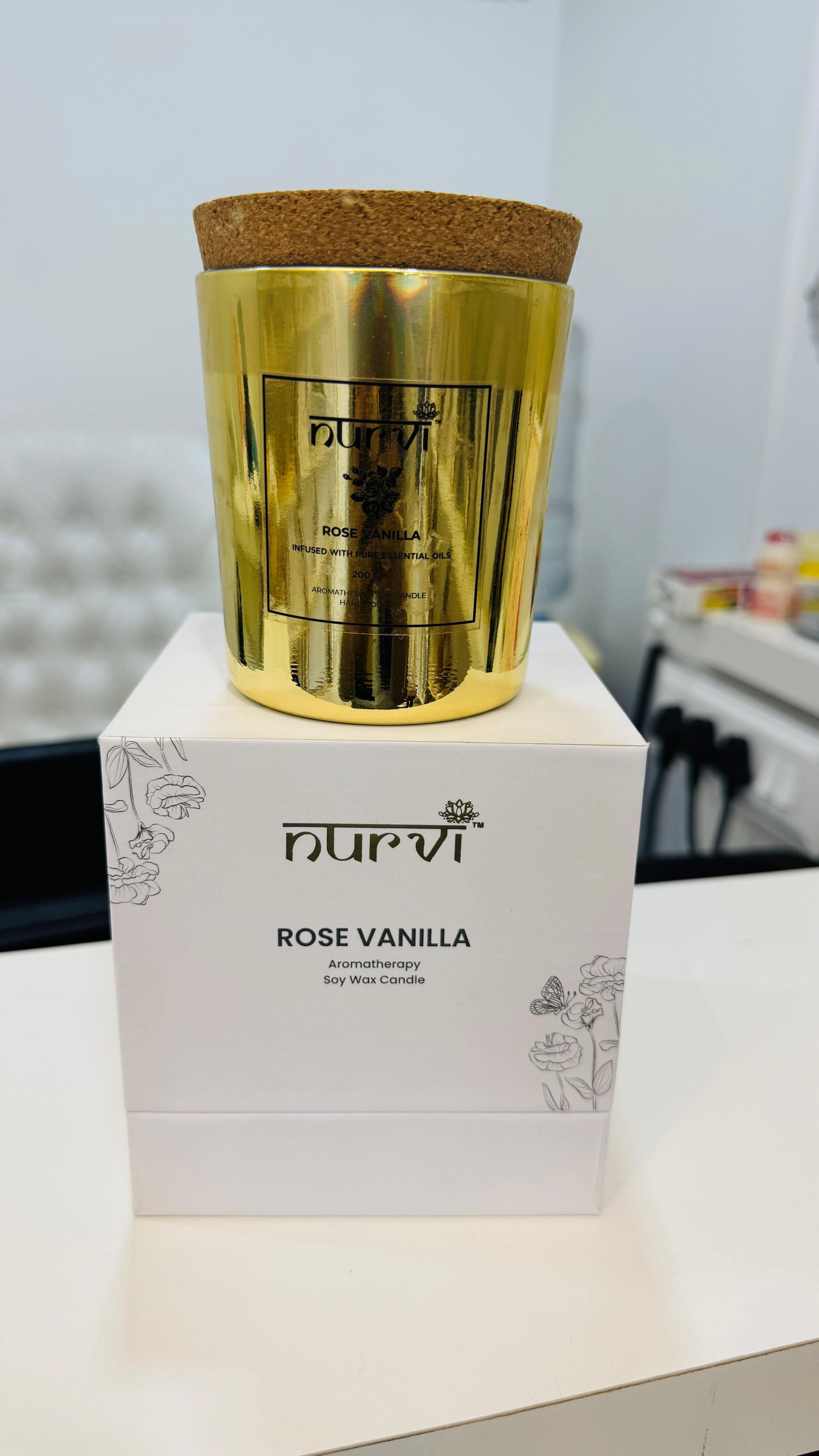 Nurvi Rose Vanilla Soy Wax Candle