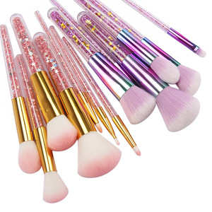 High quality 7pcs purple pink makeup brushes with glitter handle