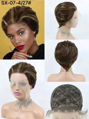 Wholesale Pixie Cut Human Hair Deep Partline Lace Frontal Wig Pixie Human Hair Wig