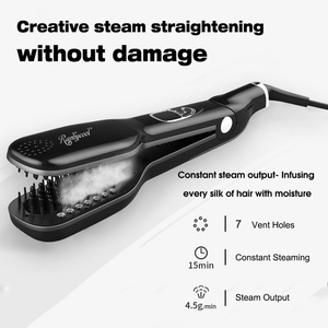 Newest OEM Hair Steam Hair Straightener Comb With LCD Display Electric Straightener Iron Brush Salon Equipment