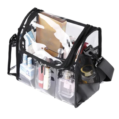 Custom Clear Makeup Artist Set Bag with Tissue Zipper Pouch and Multiple Insert Pockets