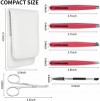 Eyebrow Tweezers Set Red Pack of 6 for Ingrown Facial Hair Removal Scissors Slant Pointed Tweezer Kit for Women's & Men's