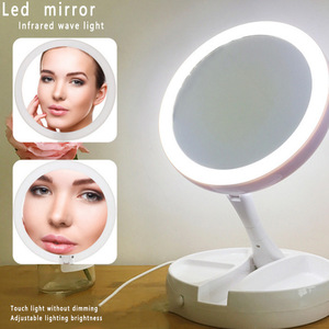 LED Touch Screen 22 Light Makeup Mirror Table Desktop Makeup 1X/2X/3X/10X Magnifying Mirrors Vanity 3 Folding Adjustable Mirror