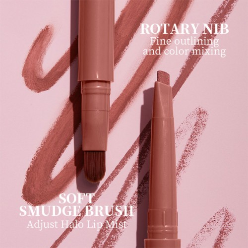 Automatic Waterproof Lip Tint Retractable Brown Lip Liner Pencils With Brush Pink Creamy Lipliner