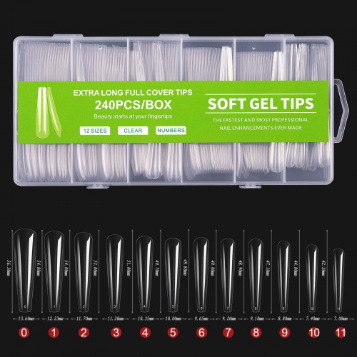 Soft Gel Tips Extension Tips Box Transparent Tips Nails Design ABS Gel  Nail Tips