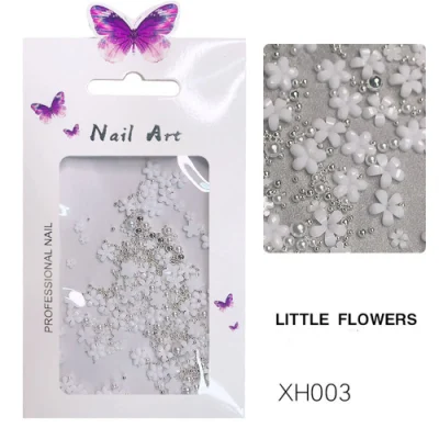 2021 New Style Nail Art Accessories Stickers 3D White Flower Nail Art Decoration