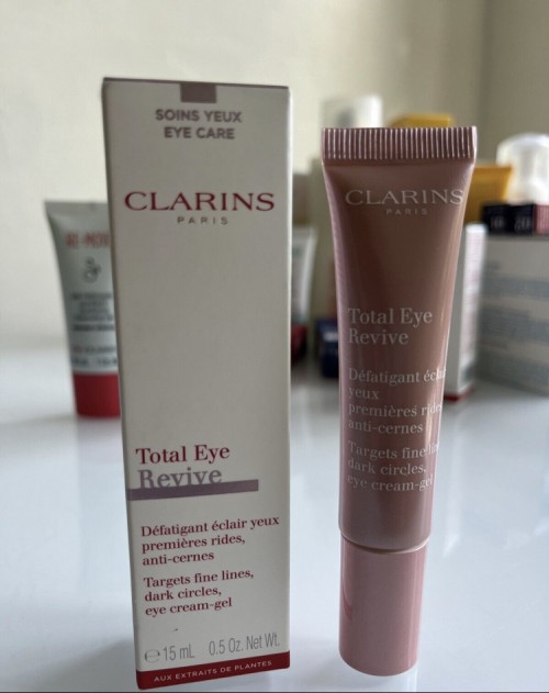 Clarins Total Eye Revive Targets Fine Lines Dark Circles Eye Cream Gel 0.5oz NIB