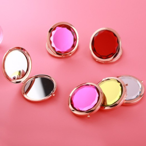 Fashionable custom logo makeup mirrors rose gold cosmetic mirrors jewel pocket mirror