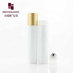 35ml injection glossy white plastic personal care roll-on deodorant bottle with frosted gold cap