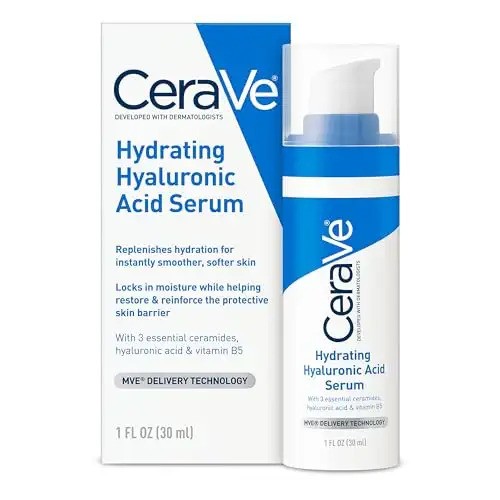 Cerave Hyaluronic Acid Serum for Face with Vitamin B5 and Ceramides, Hydrating Face Serum for Dry Skin, Fragrance Free, 1 Ounce