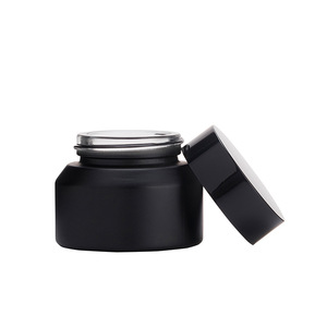 wholesale 2019 luxury matte black30ml 60ml 100ml glass bottle cosmetics packaging 15g 30g 50g black glass cosmetic cream jar