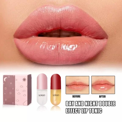 Lip Plumping Gloss Suit Private Label Moisturizing Clear Liquid Glossy Glitter Lip Enhancer Capsules Lip Plumper Gloss Oil Set