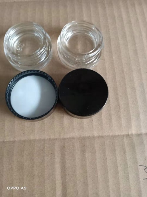 5ml 5g glass concentrate jar with aluminum cap or Plastic balck screw cap and Protection seal for cream or Eye cream